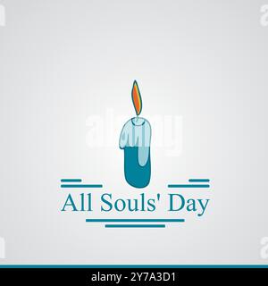 All Souls Day, 2 novembre, biglietto d'auguri, modello modificabile sui social media, illustrazione stock, concept design all Souls Day. Illustrazione Vettoriale