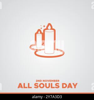 All Souls Day, 2 novembre, biglietto d'auguri, modello modificabile sui social media, illustrazione stock, concept design all Souls Day. Illustrazione Vettoriale