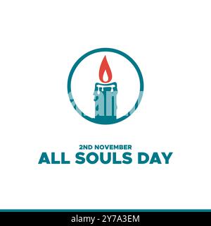 All Souls Day, 2 novembre, biglietto d'auguri, modello modificabile sui social media, illustrazione stock, concept design all Souls Day. Illustrazione Vettoriale