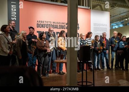 Arbetets Museum's (Museum of Work) Dokfotosalong 2024 ha aperto a Kulturnatten (notte della cultura) 2024 a Norrköping il 28 settembre. Foto Stock