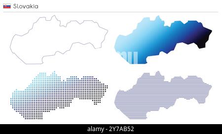 Slovacchia - profilo, gradiente, punteggiato e linee forma geometrica del paese Illustrazione Vettoriale