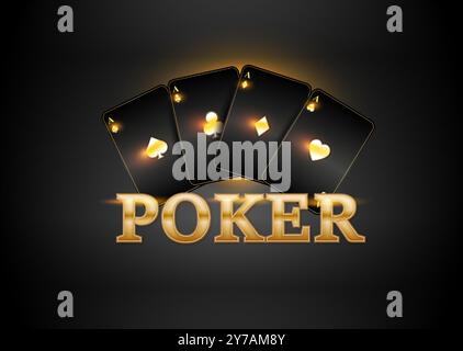 Composizione moderna delle carte da poker Vista dall'alto carte da gioco con chip da poker Illustrazione Vettoriale