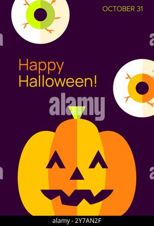 Biglietto d'auguri per la zucca di Halloween Illustrazione Vettoriale