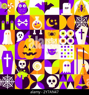 Motivo geometrico senza cuciture Halloween Illustrazione Vettoriale