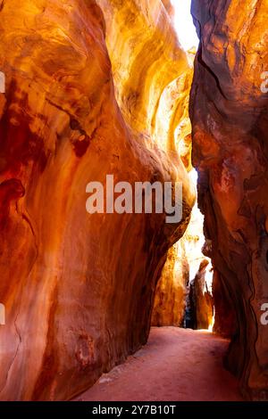 Formazione di roccia arenaria. Strette gole e fessure nel canyon di Wadi Essendilene. Parco nazionale Tassili n'Ajjer, Algeria, Africa Foto Stock