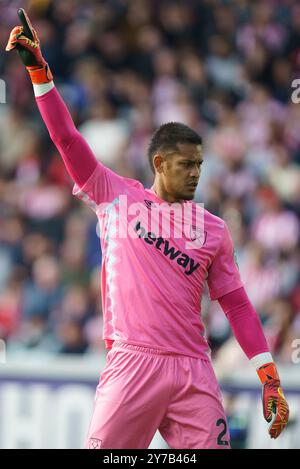 Londra, Regno Unito. 28 settembre 2024. Alphonse areola of West Ham United durante il Brentford FC vs West Ham United FC al Gtech Community Stadium, Londra, Inghilterra, Regno Unito il 28 settembre 2024 Credit: Every Second Media/Alamy Live News Foto Stock