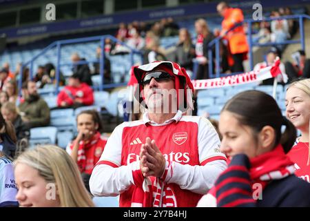 LEICESTER, REGNO UNITO, 29 SETTEMBRE 2024. Tifosi dell'Arsenal in vista della partita di calcio Barclays fa Womens Super League tra Leicester City e Arsenal al King Power Stadium di Leicester, Inghilterra. (Crediti: James Holyoak / Alamy Live News) Foto Stock