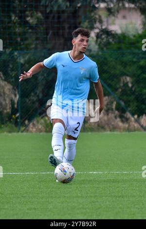 Roma, Italia. 28 settembre 2024. Lorenzo Ferrari delle SS Lazio U20 durante la partita Lazio U20 contro Genova U20 6° giorno del Campionato Italiano di calcio Primavera 1 presso il Centro sportivo la Borghesiana il 28 settembre 2024 a Roma (Credit Image: © Roberto Bettacchi/Pacific Press via ZUMA Press Wire) SOLO USO EDITORIALE! Non per USO commerciale! Foto Stock