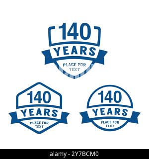 logotipo celebrativo dei 140 anni. collezione di logo per il 140° anniversario. Set di modelli di design per l'anniversario. Illustrazione vettoriale. Illustrazione Vettoriale