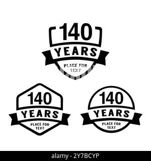 logotipo celebrativo dei 140 anni. collezione di logo per il 140° anniversario. Set di modelli di design per l'anniversario. Illustrazione vettoriale. Illustrazione Vettoriale