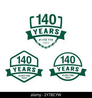 logotipo celebrativo dei 140 anni. collezione di logo per il 140° anniversario. Set di modelli di design per l'anniversario. Illustrazione vettoriale. Illustrazione Vettoriale