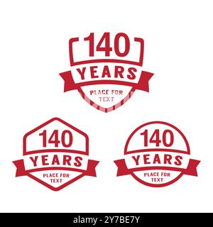 logotipo celebrativo dei 140 anni. collezione di logo per il 140° anniversario. Set di modelli di design per l'anniversario. Illustrazione vettoriale. Illustrazione Vettoriale