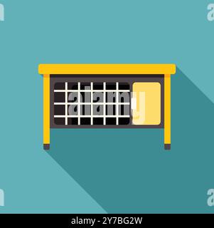 Gabbia gialla per animali domestici con griglia metallica per il trasporto sicuro degli animali Illustrazione Vettoriale