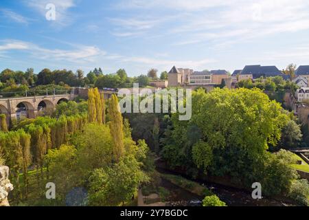 Vista panoramica della città di Lussemburgo, capitale del Lussemburgo Foto Stock