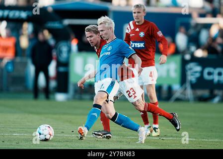 Danimarca. 29 settembre 2024. Superliga match tra Lyngby Football Club e Silkeborg IF al Lyngby Stadium domenica 29 settembre 2024. Crediti: Ritzau/Alamy Live News Foto Stock