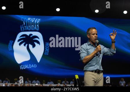 San Juan, Stati Uniti. 22 settembre 2024. Il sindaco di San Juan Miguel Romero Lugo parla durante l'assemblea generale del nuovo Partito Progressista a San Juan, Porto Rico, domenica 22 settembre 2024. Romero Lugo si candida per la rielezione a San Juan, la capitale di Porto Rico. Crediti: SIPA USA/Alamy Live News Foto Stock