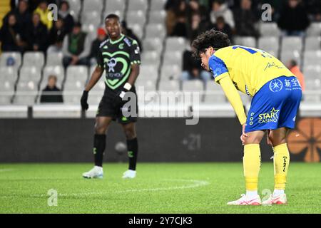 Belgio. 29 settembre 2024. Il Ryotaro Ito di STVV sembra sgretolato durante una partita di calcio tra Cercle Brugge e STVV, domenica 29 settembre 2024 a Bruges, il giorno 9 del 2024-2025 'Challenger Pro League' 1B seconda divisione del campionato belga. BELGA PHOTO MAARTEN STRAETEMANS credito: Belga News Agency/Alamy Live News Foto Stock