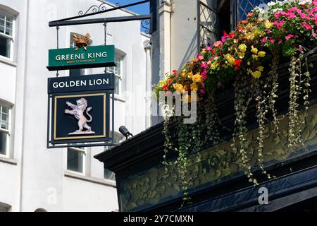 Il simbolo del Leone d'Oro a Soho Londra, Inghilterra Foto Stock