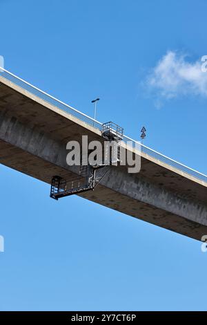 Porto di Amburgo, Amburgo, Germania, 2024 09 29, parte del ponte Koehlbrand ad Amburgo, lavori di costruzione Foto Stock