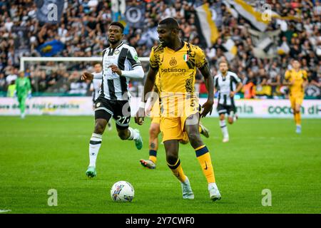 Interâs Marcus Thuram in azione durante Udinese calcio vs Inter - FC Internazionale, partita di serie A A a Udine, Italia, settembre 28 2024 Foto Stock