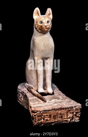 Bara per una mummia di gatto, dalla mostra: Ramses the Great and the Gold of the Pharaohs, Colonia, Renania settentrionale-Vestfalia, Germania, Europa Foto Stock