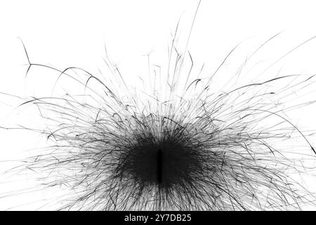 Scintille flash nero su bianco, esplosione di astrazione monocromatica di fuochi d'artificio, inversione di colore Foto Stock