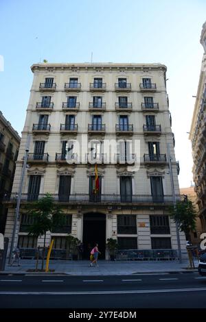 Comissaria de la policia nacional su comissaria de la policia nacional, via Laietana a Barcellona, Spagna. Foto Stock