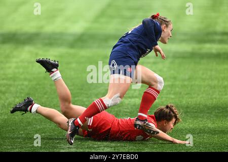 Vancouver, Stati Uniti. 29 settembre 2024. 20240929; Vancouver, Columbia Britannica, Canada; Francia full-back Chloe Jacquet (15) in azione durante il primo tempo contro il Canada al BC Place Stadium di Vancouver, Canada, il 29 settembre 2024. (Foto di Anne-Marie Sorvin/Sipa USA) credito: SIPA USA/Alamy Live News Foto Stock