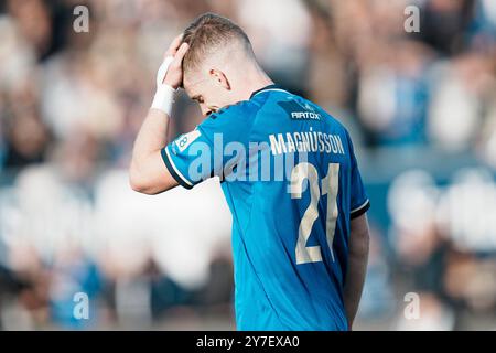 Danimarca. 29 settembre 2024. Superliga match tra Lyngby Football Club e Silkeborg IF al Lyngby Stadium domenica 29 settembre 2024. Crediti: Ritzau/Alamy Live News Foto Stock