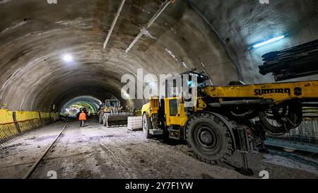 Praga, Repubblica Ceca. 27 settembre 2024. Costruzione della linea D della metropolitana a Praga, Repubblica Ceca, il 30 settembre 2024. Tunnel della linea alla stazione di Pankrac. Crediti: Vit Simanek/CTK Photo/Alamy Live News Foto Stock