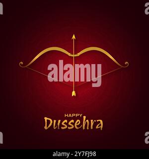 Felice Dussehra Vector Design. Lord Rama che uccide Ravana a Dussehra, Vijayadashami. Illustrazione vettoriale di Dussehra poster Design. Festival dell'India. Illustrazione Vettoriale