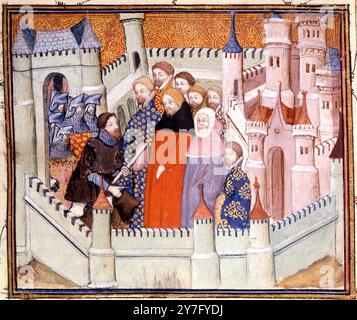 Riccardo II incontra Henry Bolingbroke al manoscritto di Chester nel British Museum Foto Stock