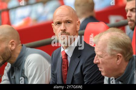 **** FOTO FILE **** 25 maggio 2024 - Manchester City vs Manchester United V - finale di fa Cup - Wembley. Il manager del Manchester United Erik Ten Hag durante la finale di fa Cup. Crediti immagine: Mark Pain / Alamy Live News Foto Stock