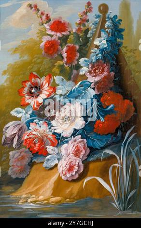 Mary Moser dipinge, Bouquets of Flowers on a Ledge over Water, oil on canvas, before 1819 Foto Stock