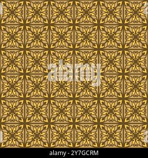 Ornamento floreale orientale. Elementi grafici damascati motivo senza cuciture Illustrazione Vettoriale