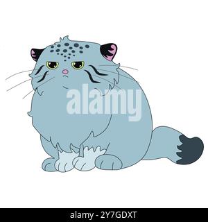 un gatto grigio selvaggio è triste e infelice, facile da modificare, vettore di stock Foto Stock