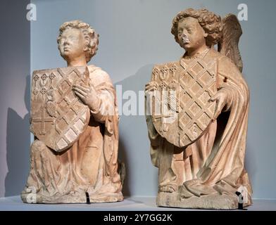 Anges, Val de Loire, vers 1460-1470, Pierre calcaire, Traces de polychromie, museo nazionale del Medioevo, Musée de Cluny, Parigi. Francia. Foto Stock