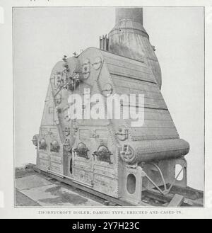 Caldaia Thornycroft Daring Type eretta e nascosta dall'articolo GENERATORI DI VAPORE A TUBO D'ACQUA PER IL SERVIZIO NAVALE. Di B. H. Thwaite della rivista Engineering dedicata al progresso industriale volume XX 1900 - 1901 The Engineering Magazine Co Foto Stock