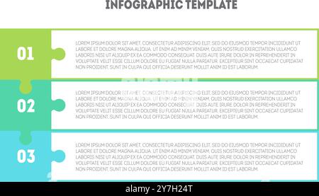 Design infografico con puzzle e 3 opzioni o gradini Illustrazione Vettoriale