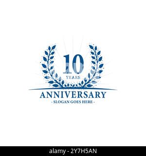 10 anni per festeggiare l'anniversario. modello di design per il decimo anniversario. Vettore e illustrazione. Illustrazione Vettoriale