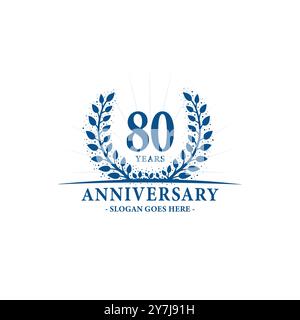 80 anni per festeggiare l'anniversario. modello di design per il 80° anniversario. Vettore e illustrazione. Illustrazione Vettoriale