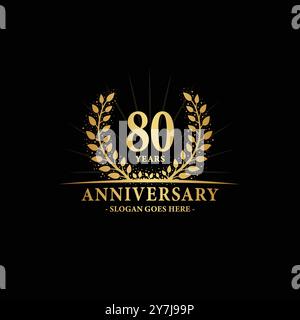 80 anni per festeggiare l'anniversario. modello di design per il 80° anniversario. Vettore e illustrazione. Illustrazione Vettoriale