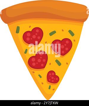 Deliziosa fetta di pizza con cuore di peperoni, perfetta per festeggiare san valentino con la persona amata Illustrazione Vettoriale