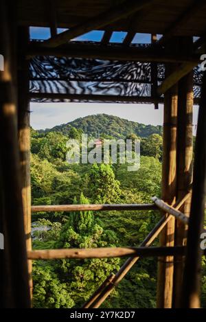 Lavori di costruzione nel tempio Kiyomizu-dera, Kyoto, Giappone Foto Stock