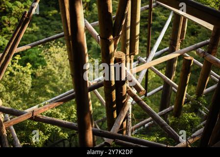 Lavori di costruzione nel tempio Kiyomizu-dera, Kyoto, Giappone Foto Stock