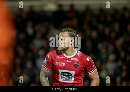 Chris Hankinson gioca per i Salford Red Devils nei play-off della Super League contro Leigh al Salford Community Stadium, Salford, Regno Unito, 27.09.2024 Foto Stock