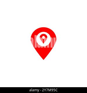 Vettore icona pin posizione mappa. Indicatore di navigazione direzione indirizzo simbolo del segno rosso isolato su bianco Illustrazione Vettoriale
