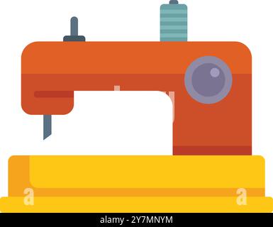 Macchina da cucire in piedi sul tavolo per la produzione di abiti fatti a mano e attrezzature per l'industria della sartoria Illustrazione Vettoriale