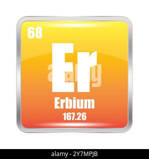 Icona erbium. Elemento chimico er. Numero atomico 68. Massa 167.26. Illustrazione vettoriale. Illustrazione Vettoriale