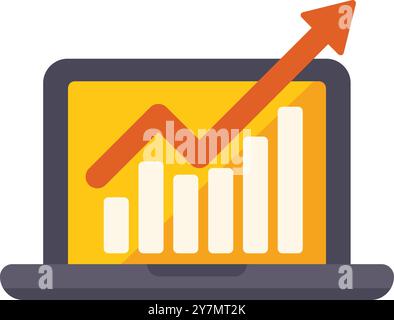 Notebook che mostra un grafico in crescita che indica un trend positivo, simboleggiando il successo finanziario e la crescita del business Illustrazione Vettoriale